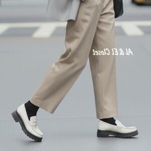 Quince Italian Cow Leather Lug Sole Loafers Bone Ivory Platform Shoes US 9 NIB